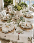 Palm Cove Tablecloth – Hand Block Printed, 100% Cotton, Tropical Palm Print