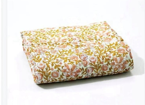 Beatrix Floral Tablecloth – Hand Block Printed, 100% Cotton, Vintage-Inspired